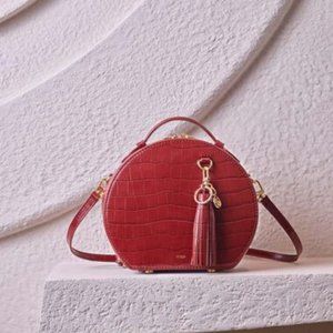 Maje Crossbody Bag, Hatbox Bag In Embossed Leather In Wine
